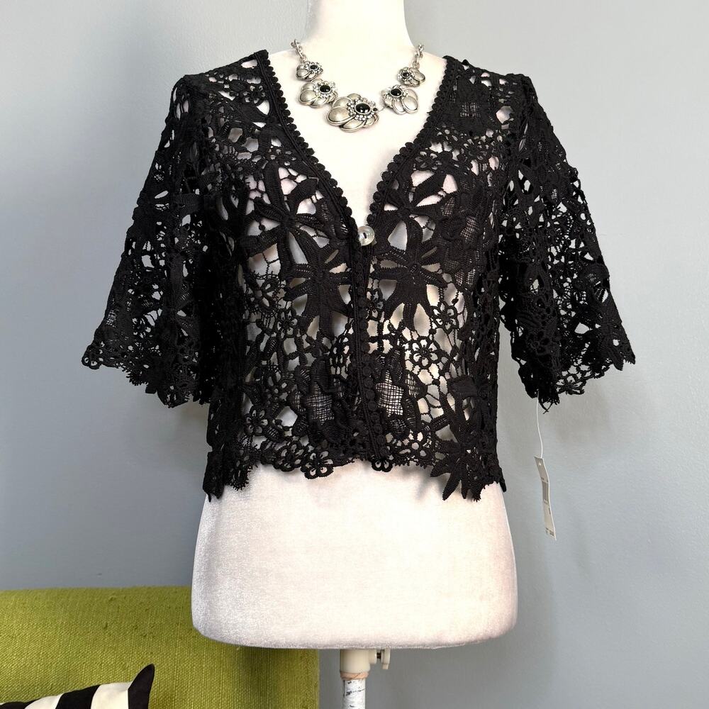 Rabbit Rabbit Rabbit Designs Black Sheer Lace Jacket NEW